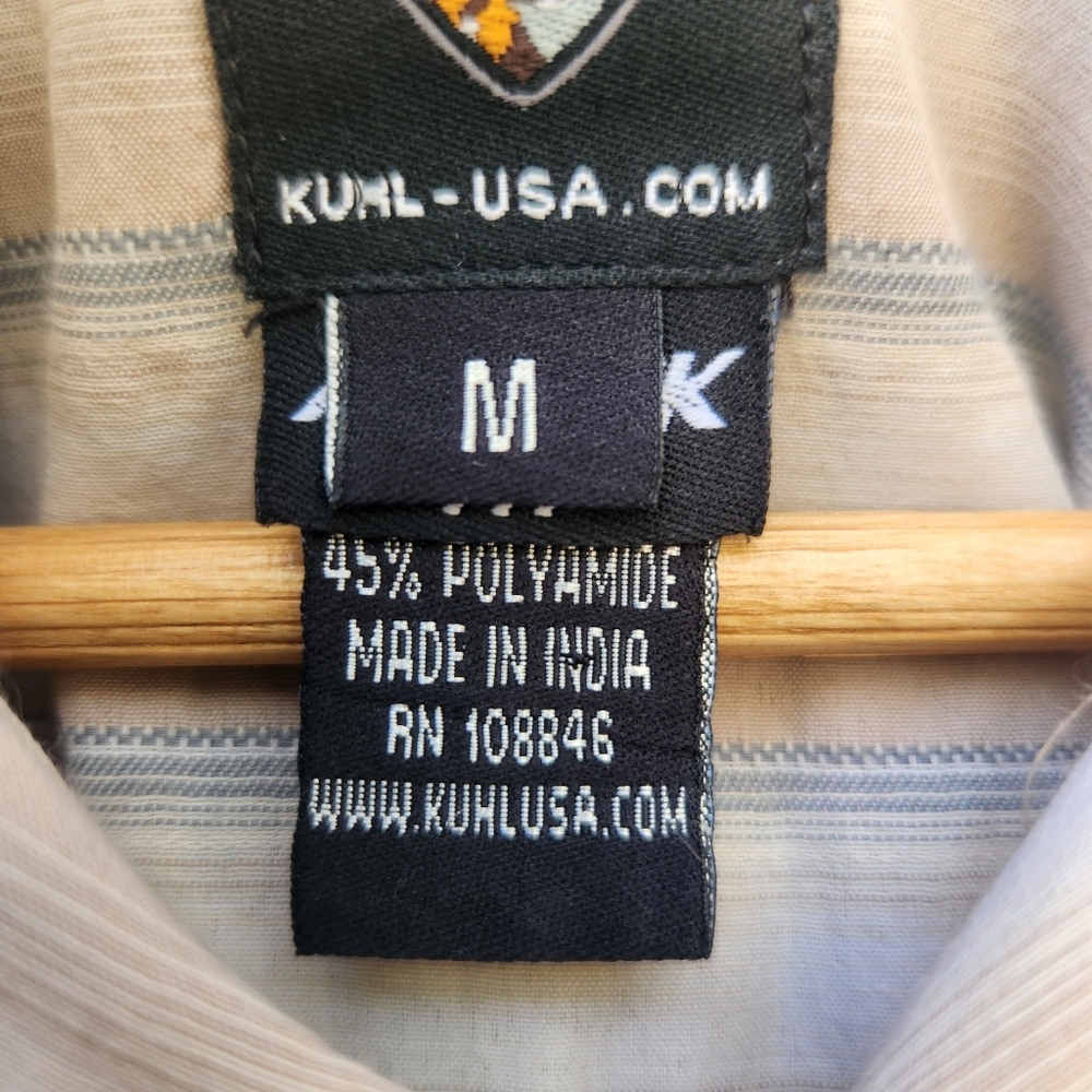 Kuhl Shirt Men’s Medium Blue Gray Stripes Outdoor Hiking Lightweight Cotton - Picture 5 of 11
